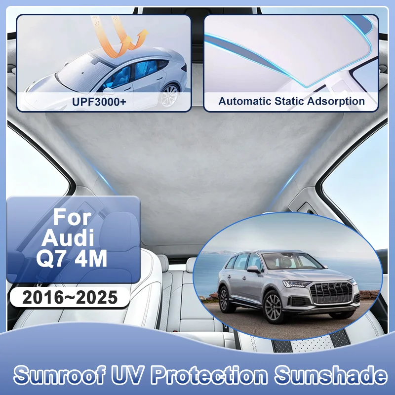 Car Sunshade For Audi Q7 4M 2016~2025 2022 Electrostatic Adsorption Anti-ultraviolet Sun Protector Heat Insulation Accessories