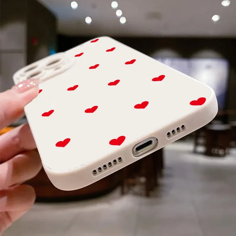 Case For iPhone 11 Cases iPhone 13 Cases Cute Red Love Heart Phone Case For iPhone 12 14 15 Pro Max XS XR X 7 8 Plus Soft Cover