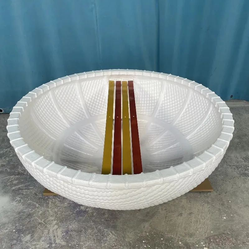 Outdoor glass fiber Vietnamese round basket boat decoration sightseeing park festival celebration art installation