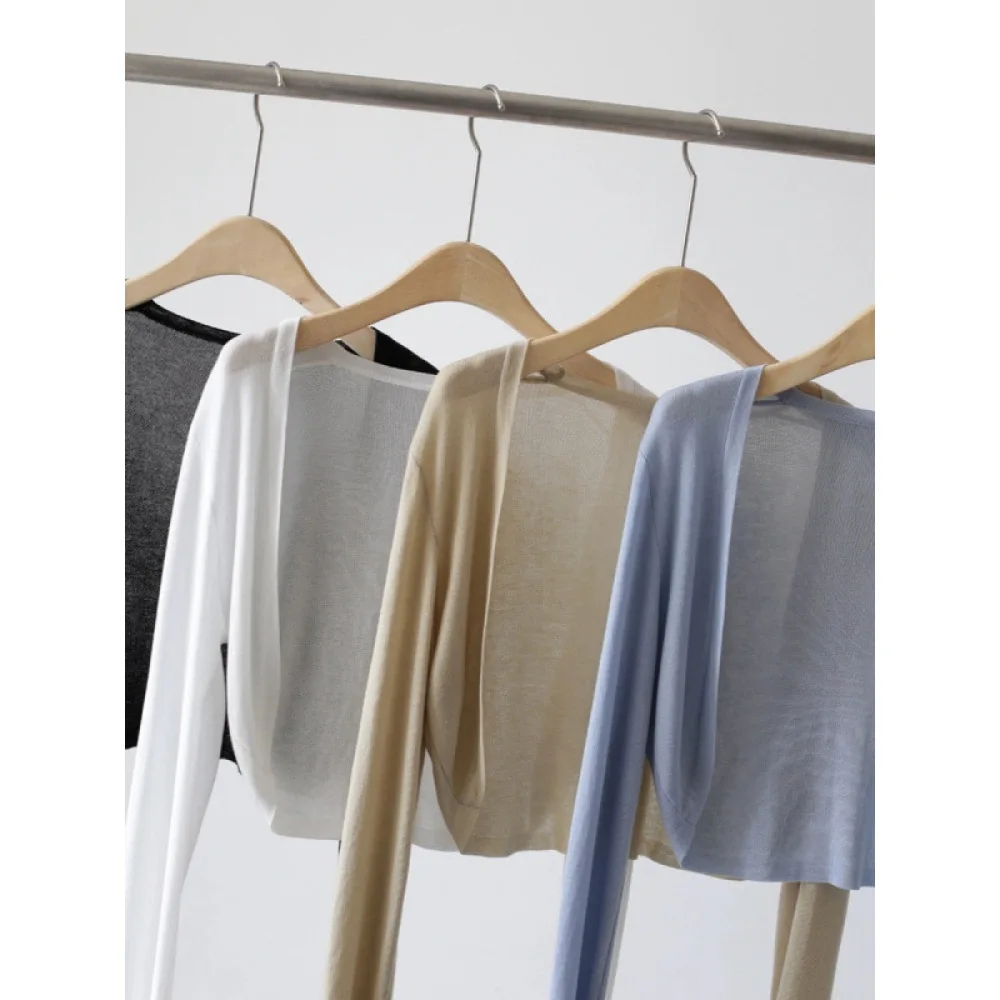 Women Thin Tencel Knit Cardigan Summer Shawl Elegant Bolero Airy Office Layering Casual Soft Fashion Versatile Knit Top