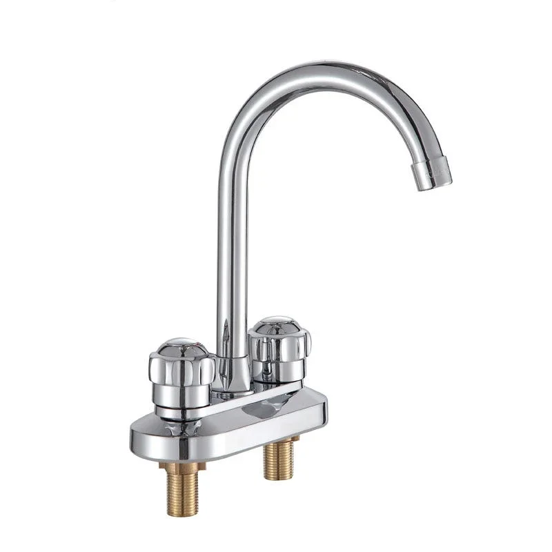 Vidric Chrome Plated Brass Deck Mounted Dual Handles Dual Hole Hot Cold Mixer Tap Bathroom Vessel Sink Basin  FreeShipping