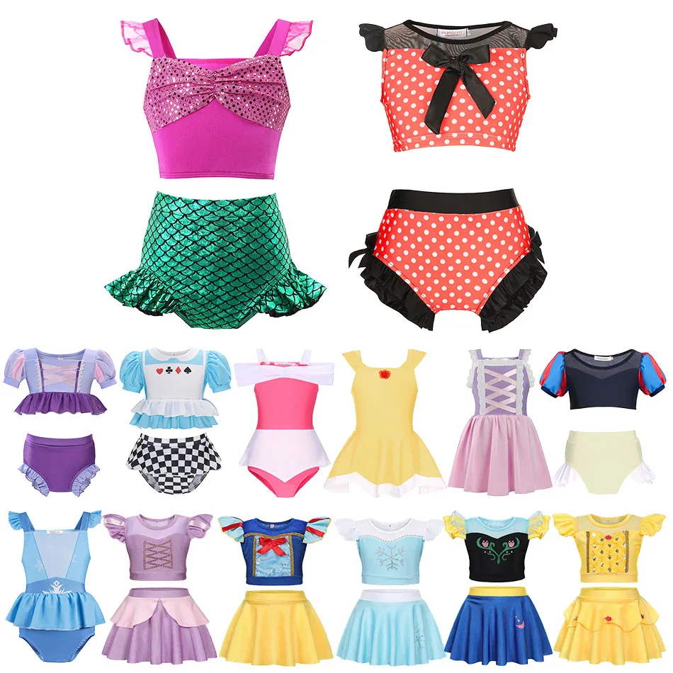 

Girls Princess Swimwear Two-Piece Tankini Set Bathing Suits Outdoors Beach Surfing Water Park Summer Swimsuits 2-10Y