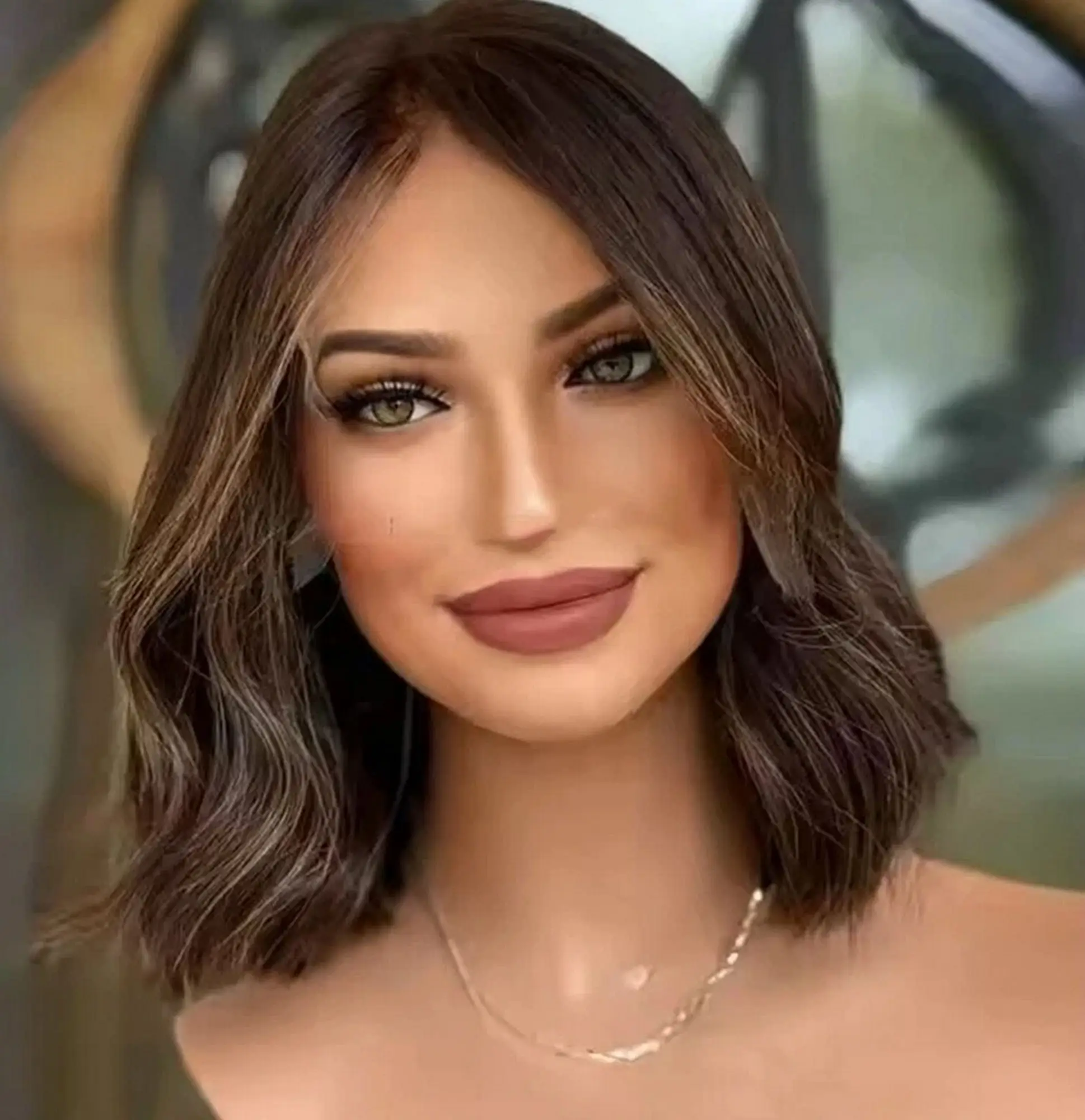 الجزء الأوسط أومبير الشوكولاته الداكنة البني شعر مستعار نطاط قصير موجة طبيعية 180% عالية الكثافة الاصطناعية الدانتيل شعر مستعار أمامي زي امرأة #1