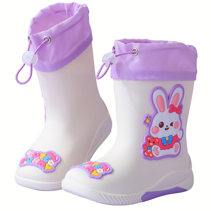 Dessin animé licorne fille lapin bottes de pluie pour enfants astronaute dinosaure motif bottes de pluie en caoutchouc garçon chaussures imperméables pour enfants