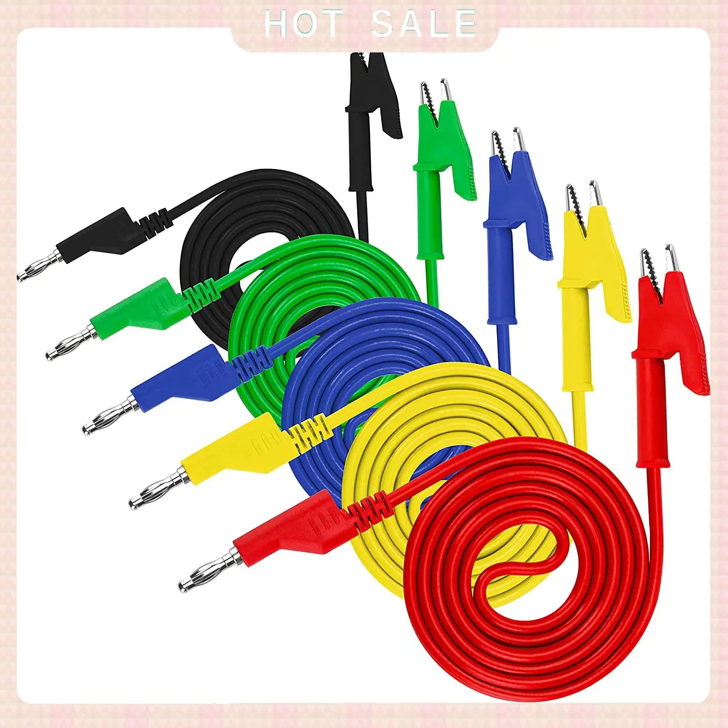 24-Hour Delivery 5PCS 4Mm Multimeter Banana Plug To Alligator Clips Test Lead For Electrical Testing Wires And Alligator Clip Ca
