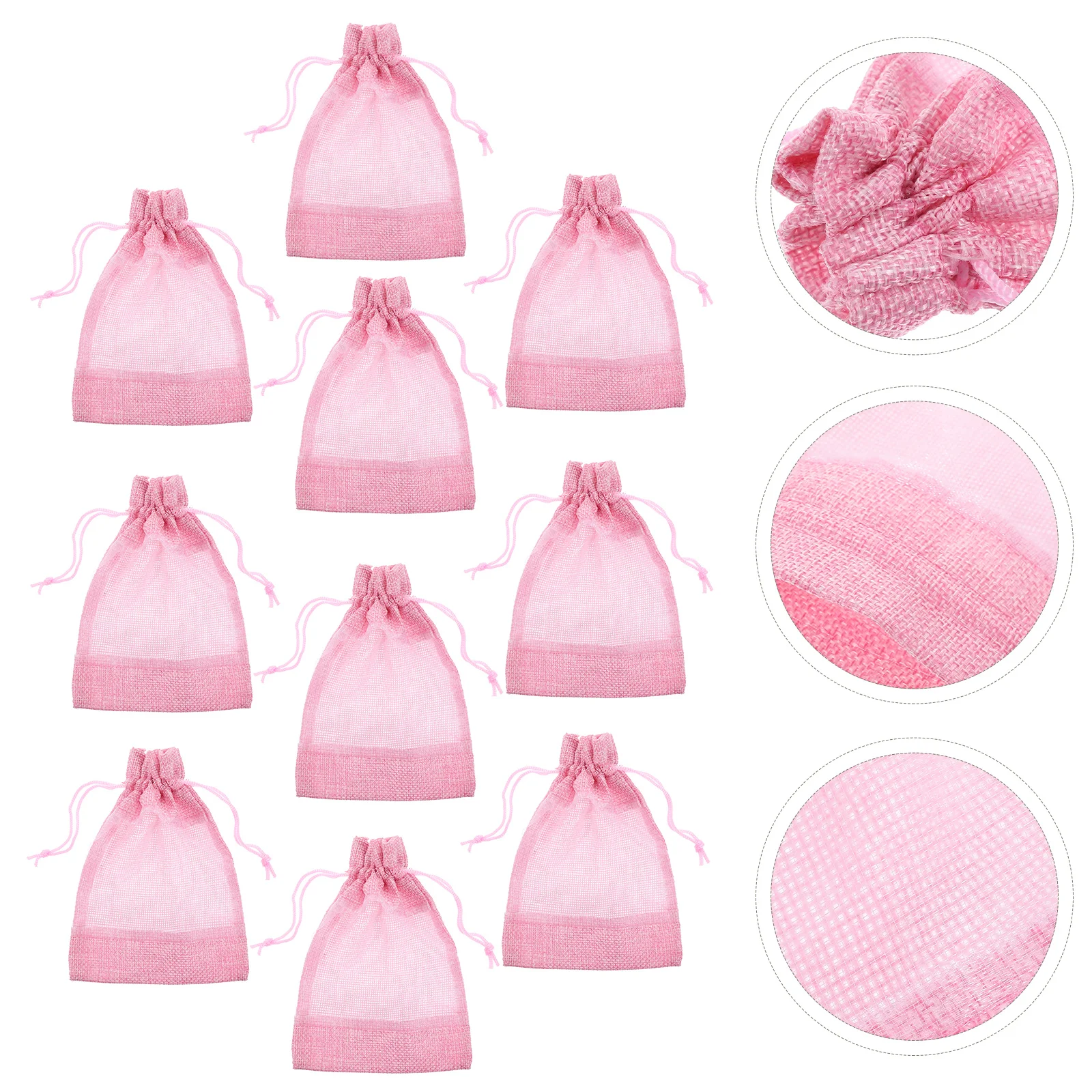 10pcs Green ganza Mesh Drawstring Bags Clear Window Storage Pouches Portable Small Size Candy Gift Jewelry Beads Makeup Tools