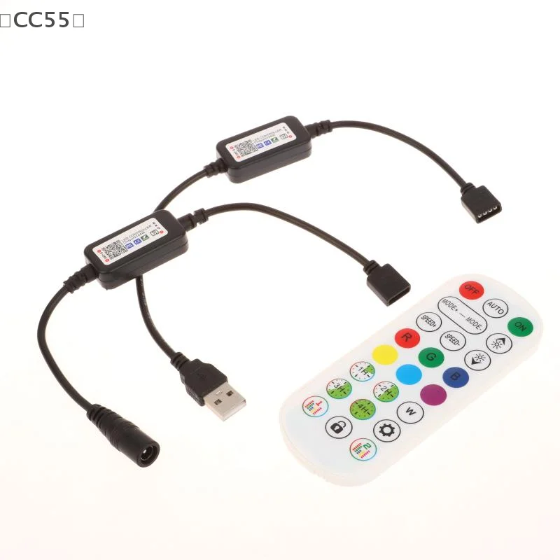 

tipoCC55 VissCC55 fonteRGB Красочный разъем светодиодной ленты для управления через приложение DC USB 5 В-24 В Музыкальный красочный ленточный светильник Мини-контроллер Bluetooth