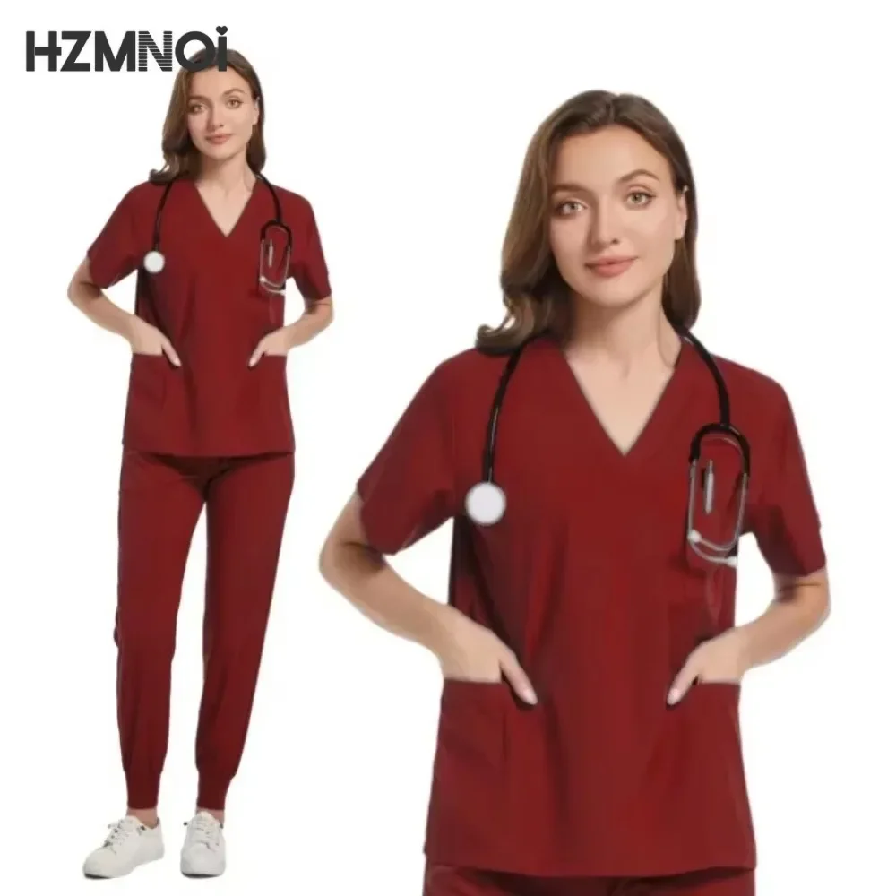 Uniformi mediche unisex Uomo Donna Abbigliamento infermieristico Costume di bellezza Infermiera Scrub Set Dottore Dentista Abbigliamento da lavoro Clinico Top Pantaloni