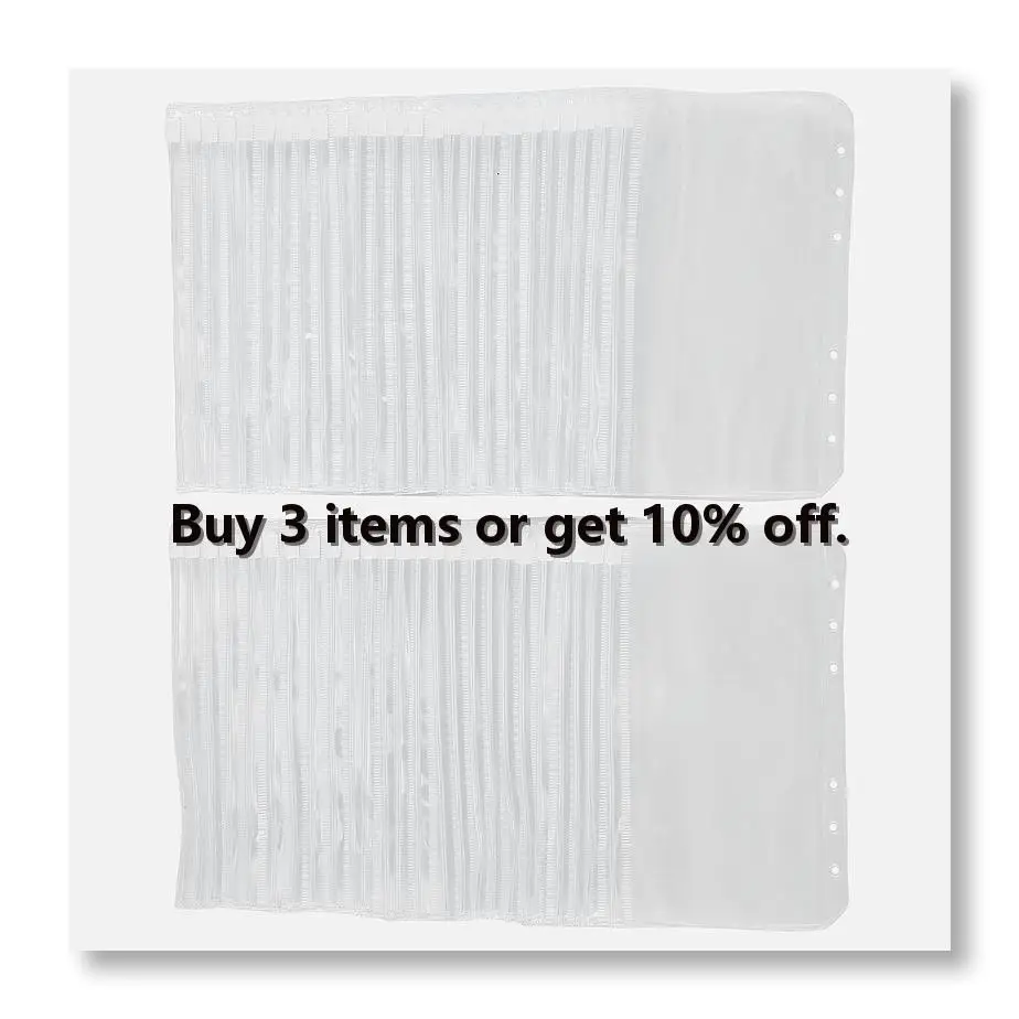 ●50PCS A6 Binder Pockets 6 Holes Binder Pouch Zipper Folders for 6-Ring Binder PVC Cash Budget Envelopes Zipper Bag