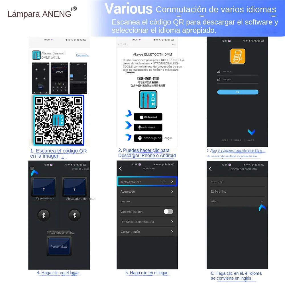 ANENG-multímetro Digital AN9002 con Bluetooth, probador de voltaje de corriente CA/CC, rango automático, 6000 recuentos, RMS profesional