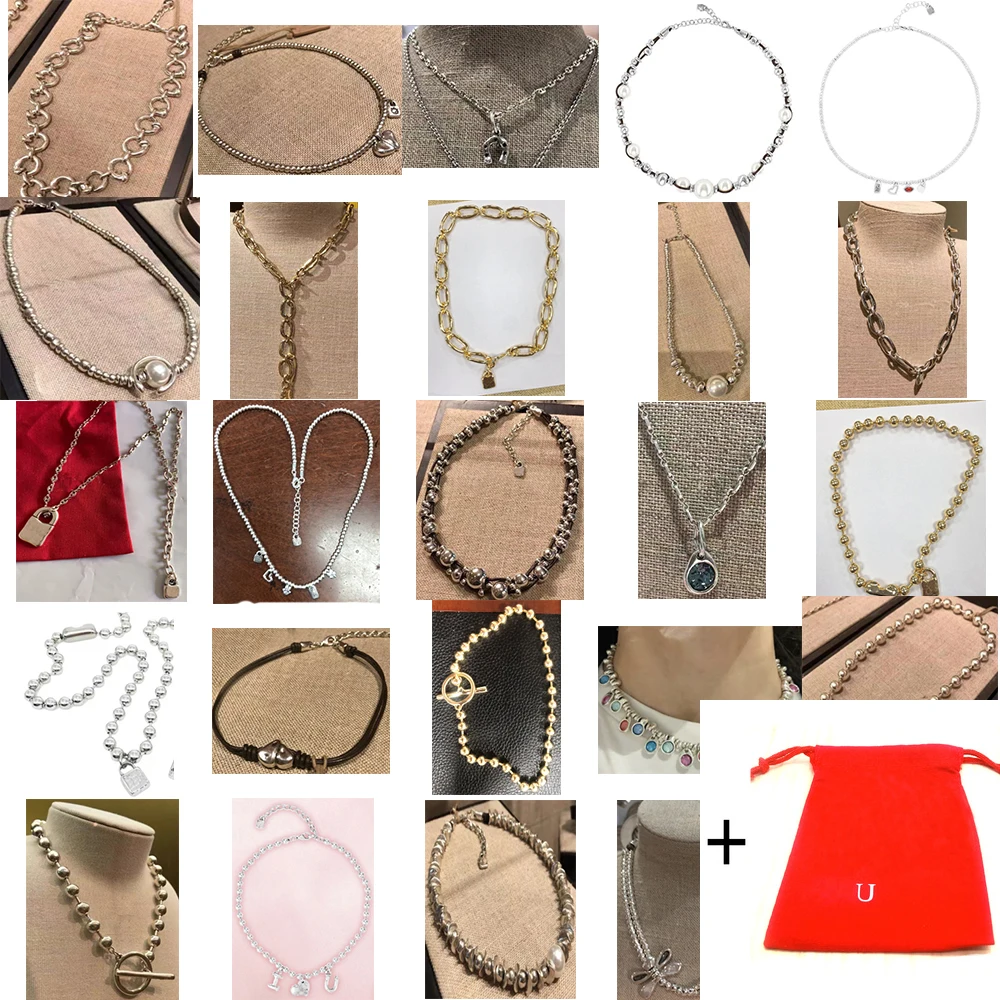 2021 New Stainless Steel Alloy Silver Color Bead Necklace Can Be Given As A Gift To Women with Free Wholesale  Bag