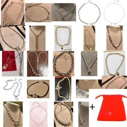 2021 New Stainless Steel Alloy Silver Color Bead Necklace Can Be Given As A Gift To Women with Free Wholesale  Bag