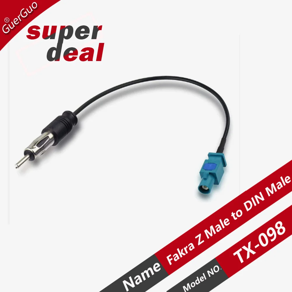 1PC Audio Modification Car FM AM Stereo Radio Antenna Cables Fakra Z Male to Din Male Adapters for Volkswagen Ford Skoda Renault