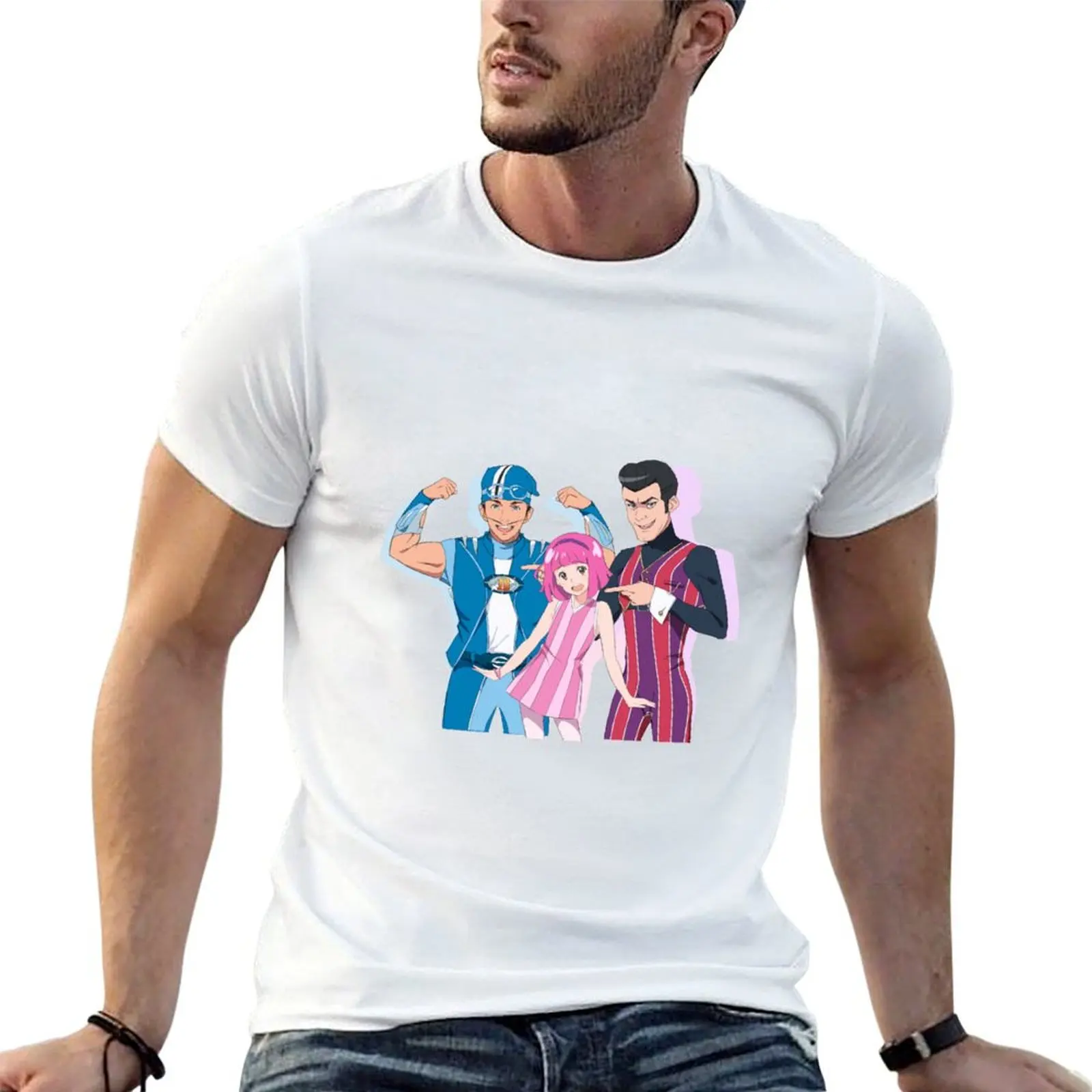 Camiseta Lazytown para hombre, camisetas gráficas de algodón, camisetas de algodón para hombre, camiseta 100% algodón
