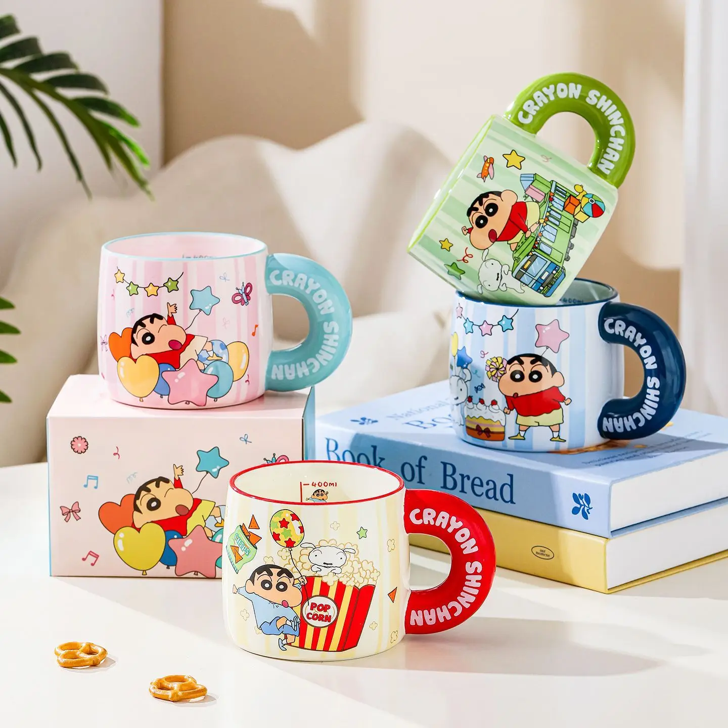Crayon Shin-chan Cartoon Ceramic Mug Kawaii Home Office Couple Water Cup Milk Juice Coffee Cup Animation Peripheral Wholesale view 2