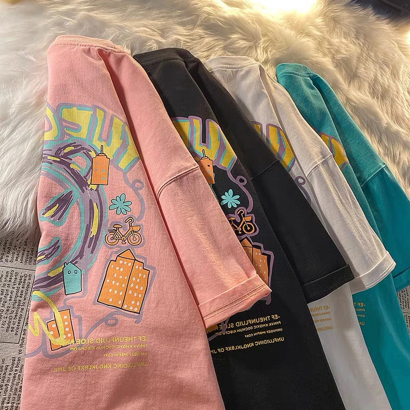 Cseta de manga corta rosa de talla ande para mujer, estilo coreano, hoada, de an tamaño, a la moda, BF, tendencia na...