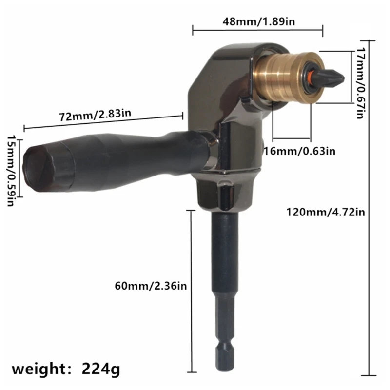 90-degree Right-angle Screwdriver Hand Electric Drill Corner Device Turning Bit Screwing Corner for Narrow Working Areas