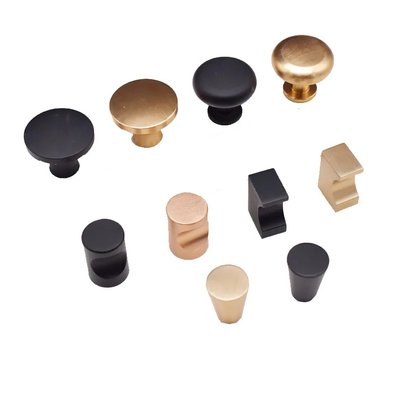 

Modern Cabinet Black And Gold Single-hole Round Bed Cabinet Aluminium Alloy Wardrobe Door Cabinet Drawer Handle