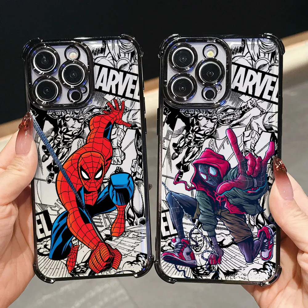 

Marvel Heroes Luxury Shockproof Case For iPhone 17E 17 16 Pro 15 14 13 12 11 Pro Max 17 Air E Plus Spiderman Silicon Phone Cover