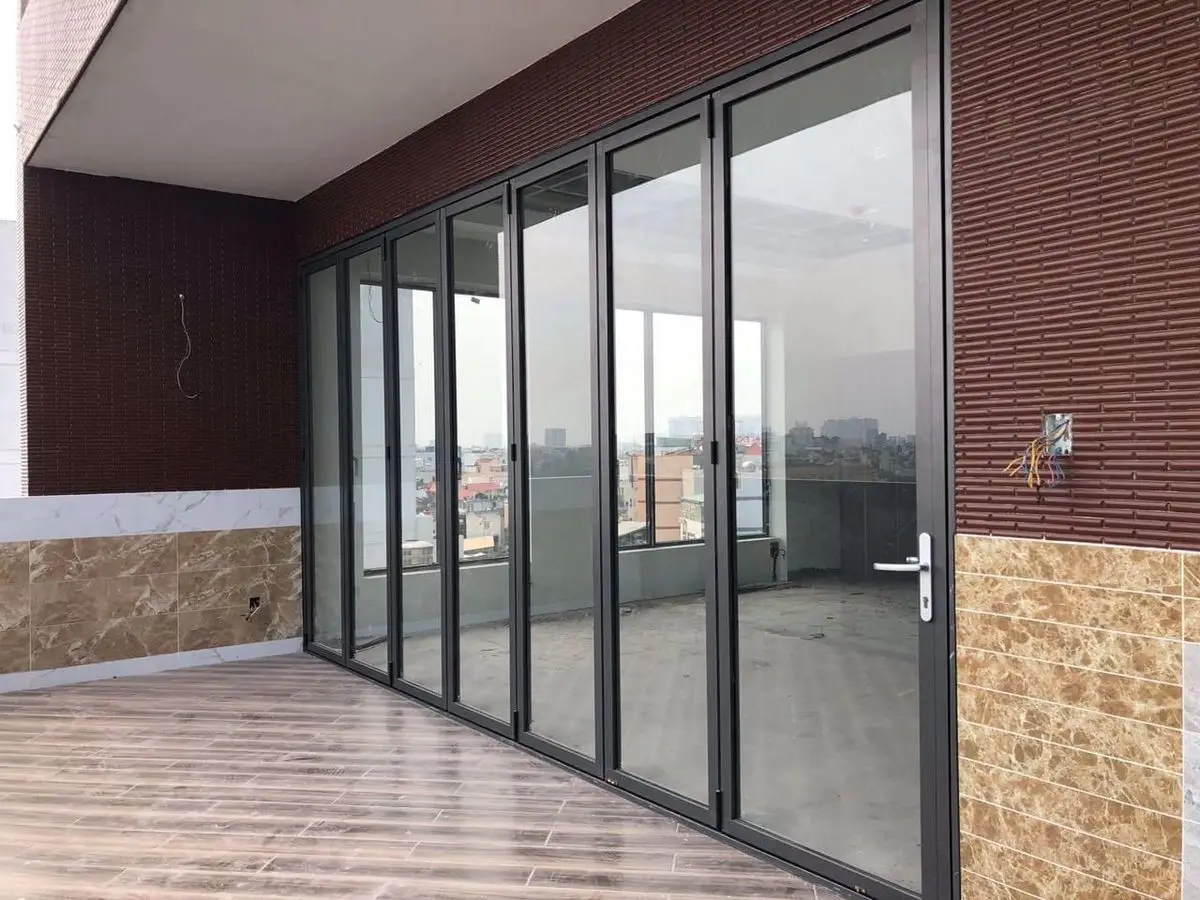 Durable Sturdy Anti-theft Function Bifold Door with Simple Style Aluminum Alloy Accordion Door Windproof High Safety for Home