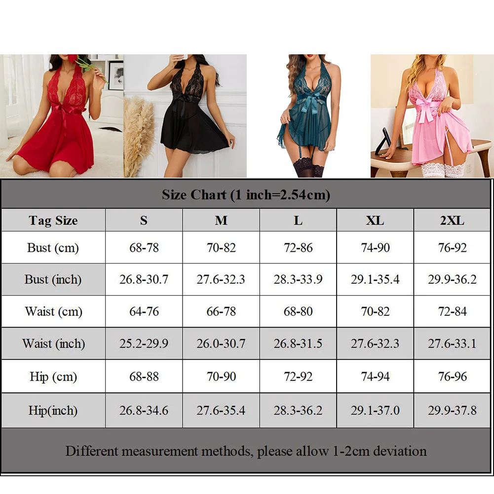 Sexy Lingerie Women Sleepwear Pajamas Lace Dress Thong Mujer Porn Costume Exotic Hollow  Sexy Tight Jumpsuit Set