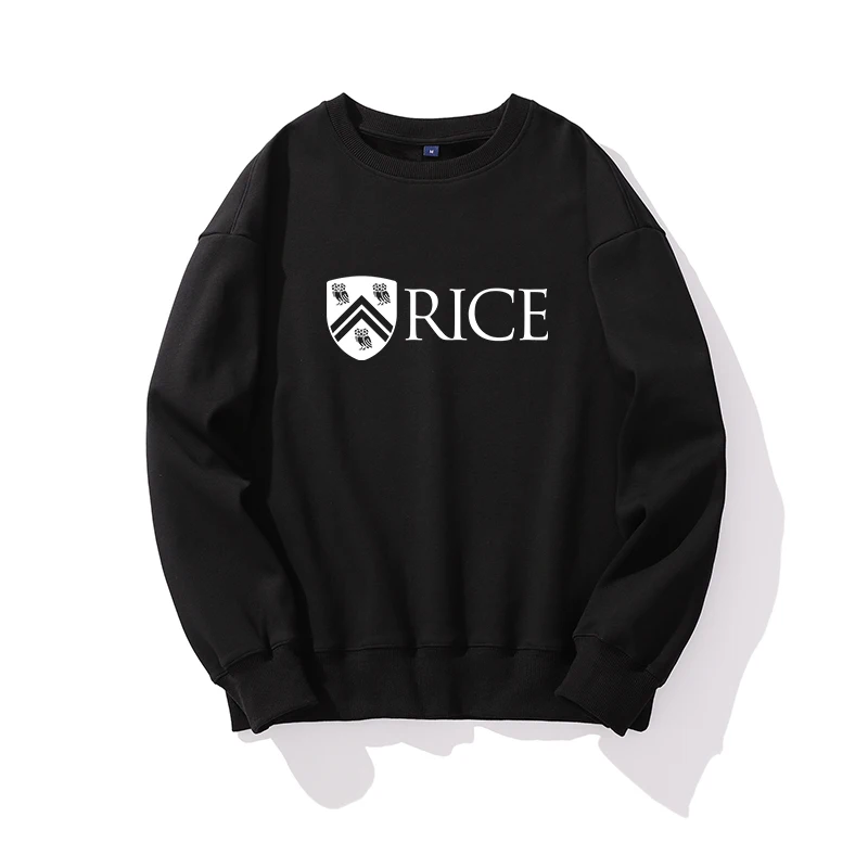 

Rice University Autumn and Winter Fashion Casual Loose Round Neck For Men Woman Sweatshirt Basic Solid Color High Quality