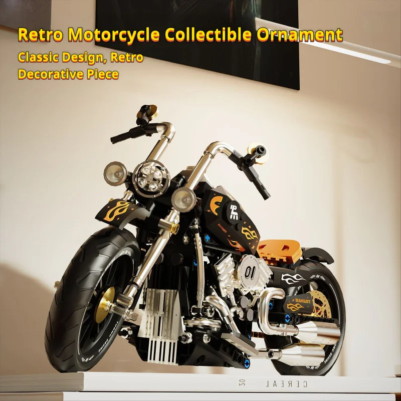 

T1007Harem Retro Motorcycle Building Blocks Classic Collectible Model Building Blocks