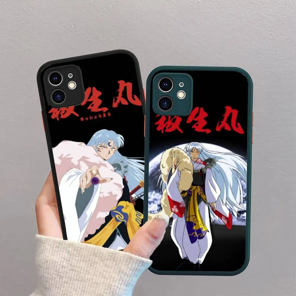 Japen anime i-inuyashaphone caso para iphone 16 15 14 13 12 11 pro max plus x x xs max preto fosco telefone fundas