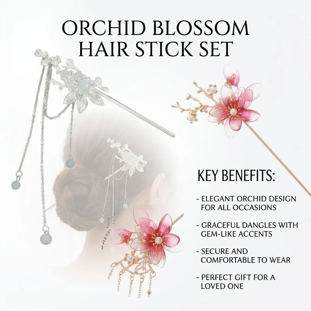 2pcs Vintage Hairpin Set Retro Chinese Style Flower Tassel Hair Sticks Light Luxury Jewelry Headwear Girls Hair Accessories view 5