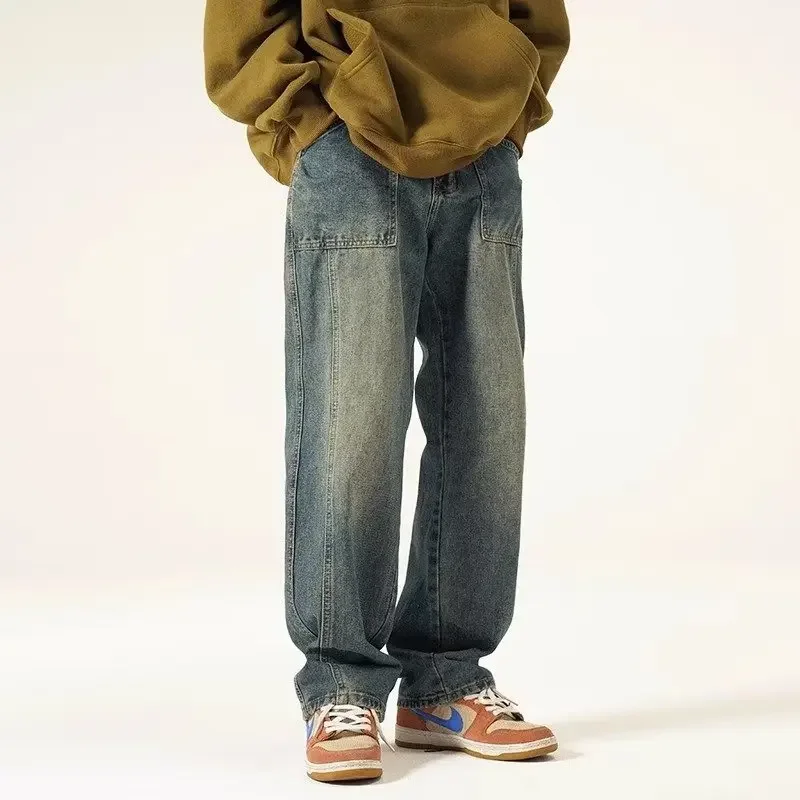 Jean Baggy Confortable et Chic pour Homme, Style FjVibe, Coupe-Vent, 03/Simple, Streetwear, Loisirs, Beau, Automne