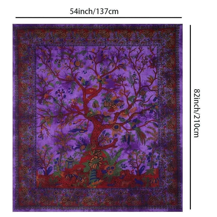 Purple Tree Of Life Tapestry Wall Hanging For Bedroom, Cafe, Studio Decor - Psychedelic Boho Style Home Decoration