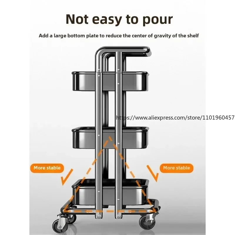 Kitchen Rack Floor-standing Multi-layer Trolley Fruit and Vege Storage Installation-free Multi-functional Storage Rack