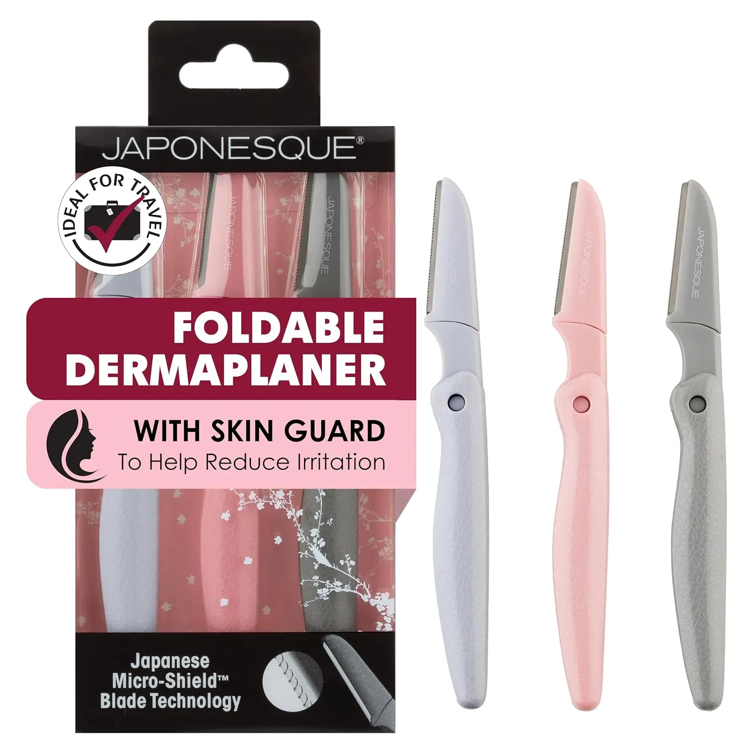 

Foldable Dermaplaner Facial Razors for Women - 3 Piece Set with Eyebrow and Facial Hair Razor, Painless Hair Removal Tool for