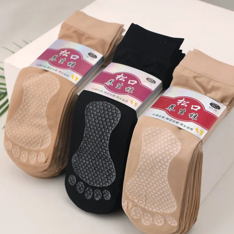 5 Pairs Summer Women Steel Stockings Anti Hook Silk Cotton Bottom Anti Slip Loose Mouth Invisible And Breathable Socks EU 35-40