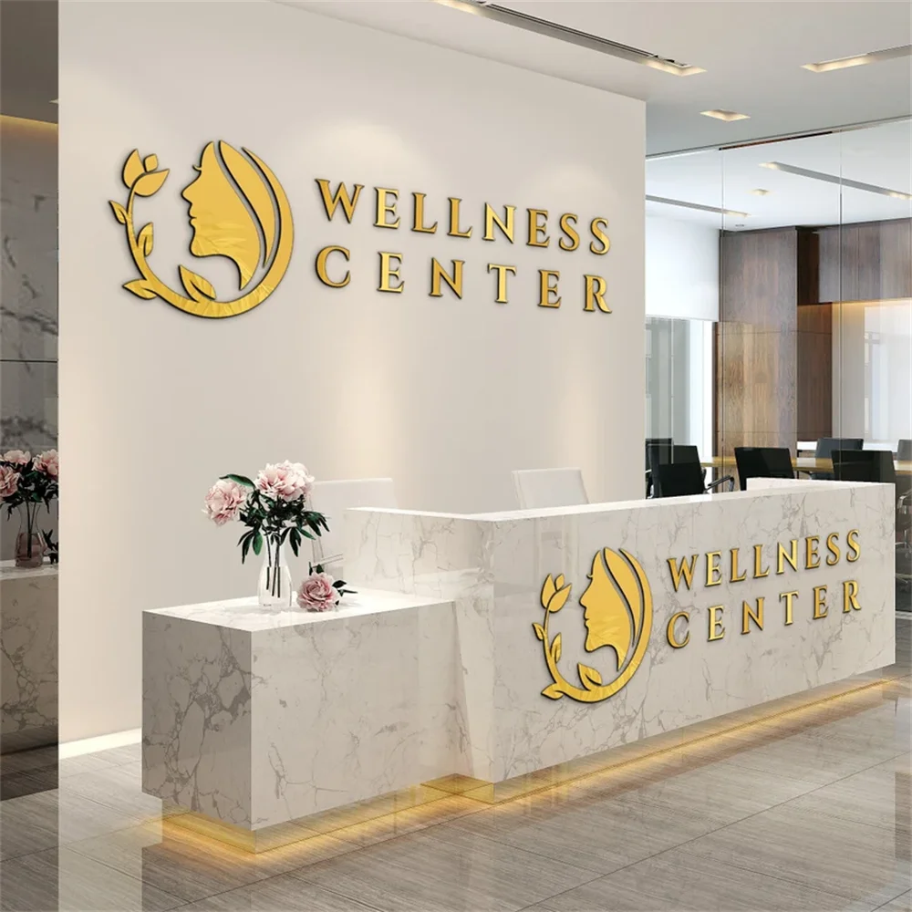 

Custom Metal Letters 3D Mirror Acrylic Business Sign Aesthetics Beauty Salon Reception Office Wall Acrylic Metal Outdoor Signs