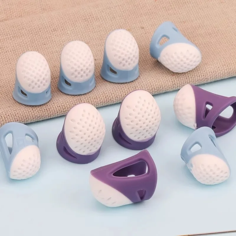 10PC Finger Protector Thimble Set Silicone Plastic Sewing Tool Comfort Breathable Guard for Hand Sewing DIY Craft
