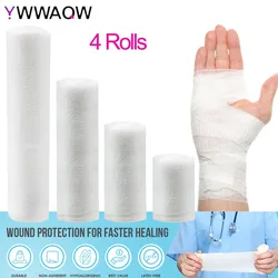 4 Rollen Premium Gaze Rollen Gaze Bandage-super weich gewebte Stretch Gaze Bandagen für die primäre Wundauflage Unterstützung