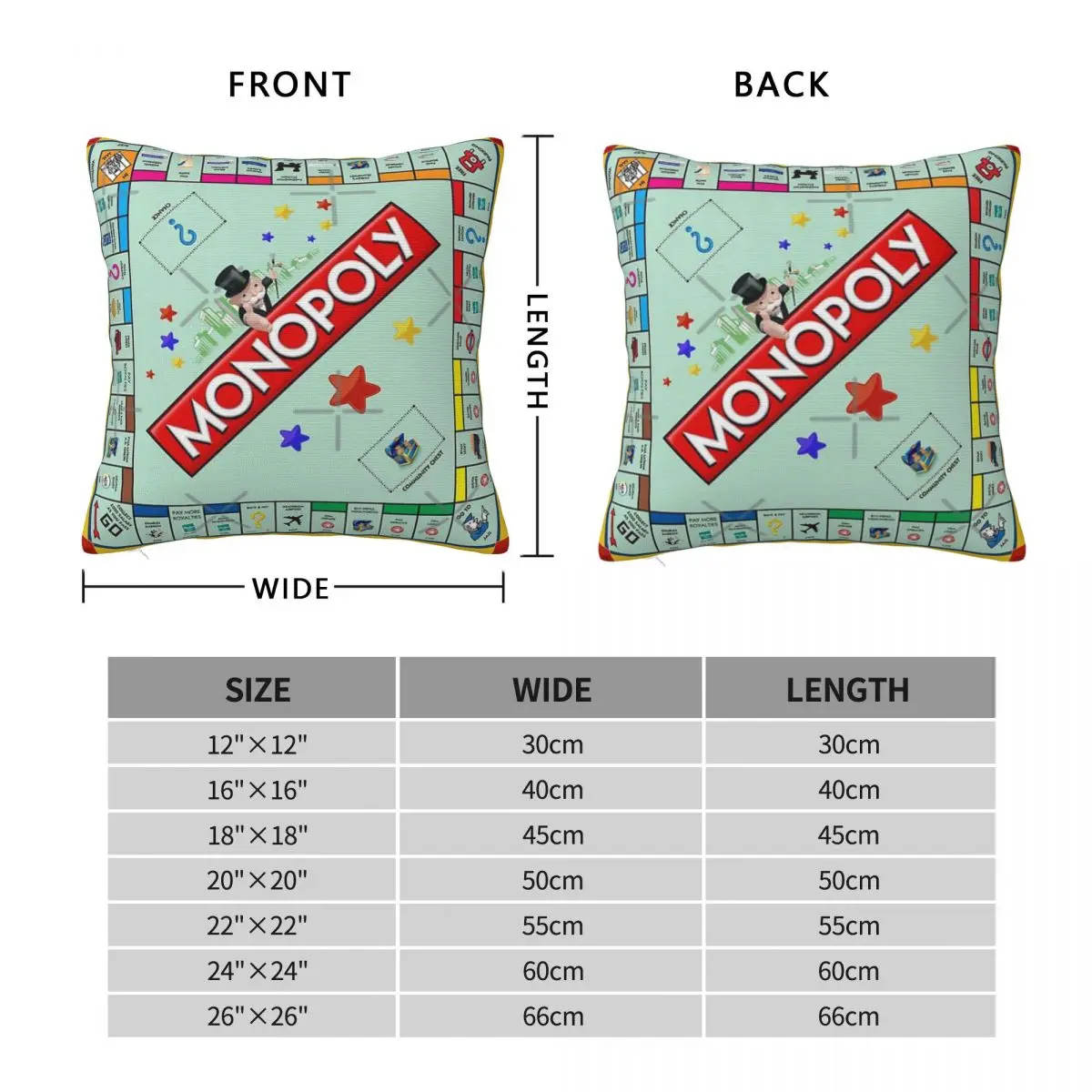 Customizable Monopoly Board Game Pillowcase, Cushion, Cushion, Home Decor Accessories