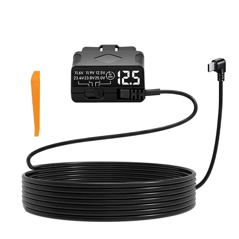 

CLCU Automatic LED Voltmeter, 12V-24V To 5V Power Cable Voltage Protection For Continuous Recording& Parking Mode