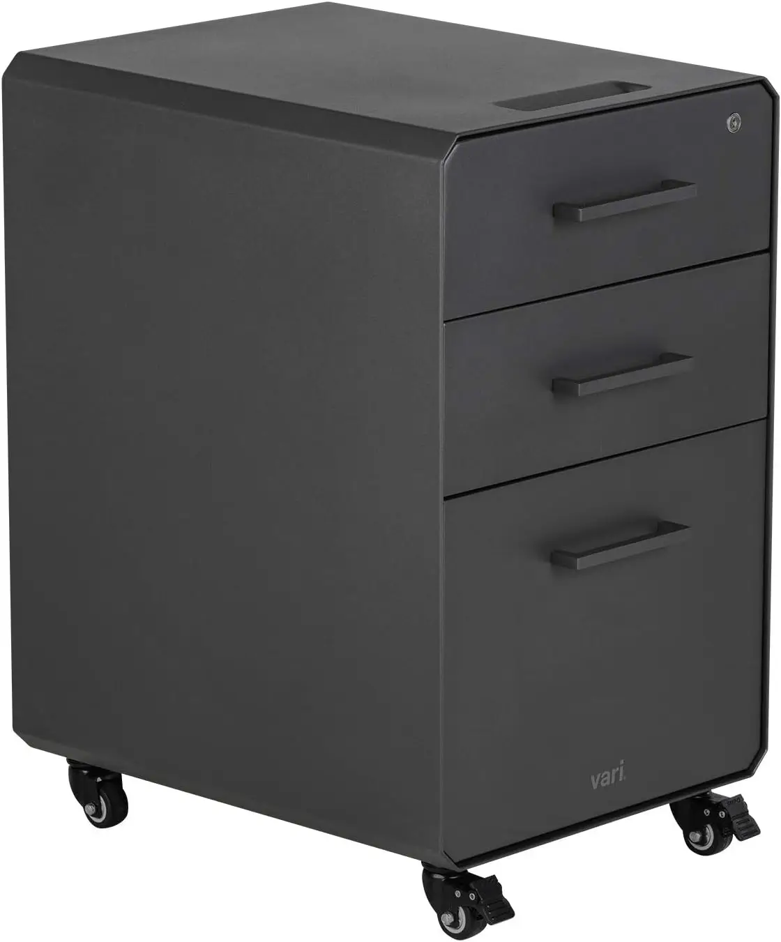 

Vari Three Drawer File Cabinet - Mobile Filing Cabinet for Home or Office - Hanging File Storage - Lockable Drawers with Heavy-D