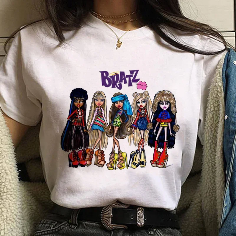 Bratz Y2k 여성용 하라주쿠 미학 티셔츠, 하라주쿠 미학 화이트 탑, 캐주얼 티셔츠, 2021 여름 패션, 신상