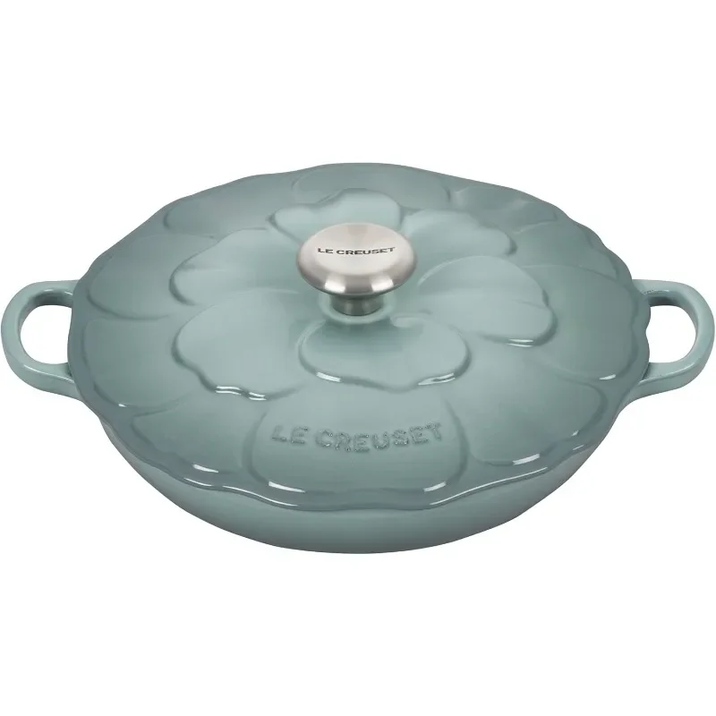 

Authenticity guarantee.Signature Enameled Cast Iron Petal Braiser, 2.25qt., Sea SaltUSA