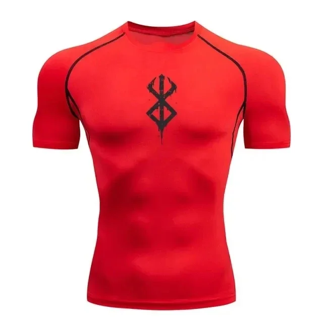 Compression Shirt Man Gym Anime Berserk Fitness Gym Sport Running T-Shirt Rashgard Tops Sweat Absorbent Quick Dry Short Sleeve