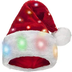 Santa Hat LED Light New Year Cute Kids Adults Cap Funny Christmas Hats for Kids & Adults Winter Gift Holiday Party Decorate