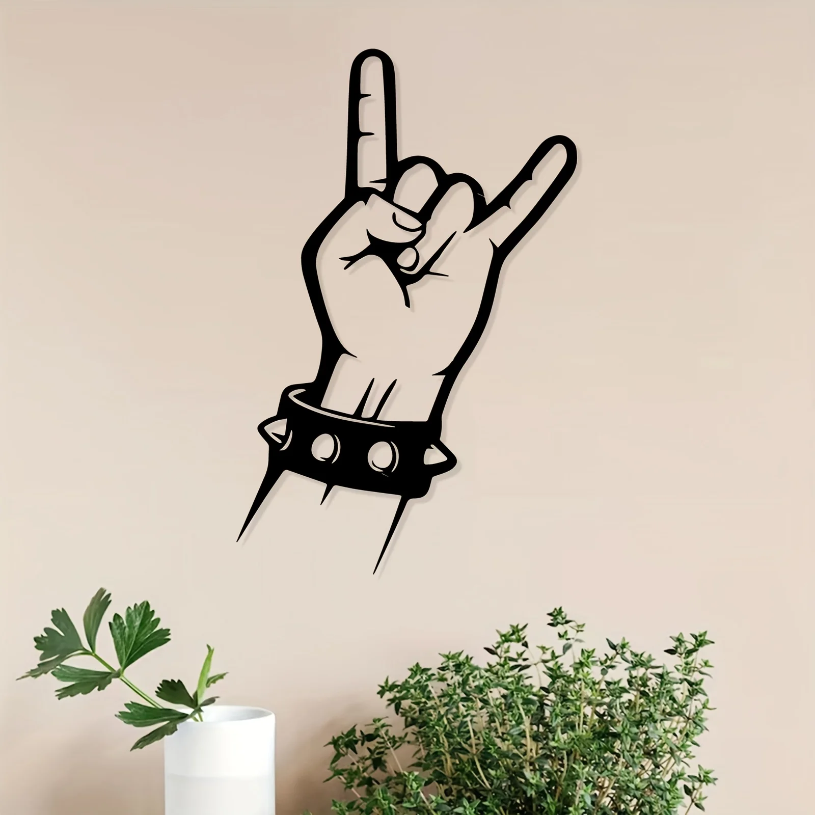 CIFBUY Rock Hand Metal Wall Art Waterproof Durable Iron Craft Decor For Entryway Garage Garden Home Interior Gift
