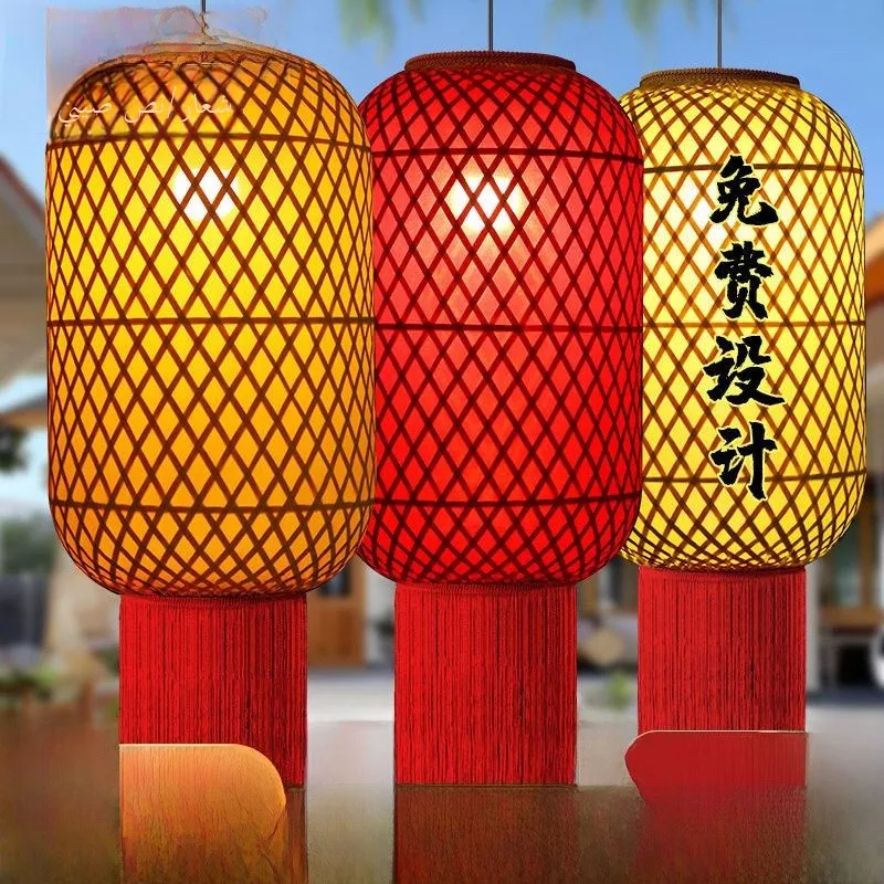 手作りの竹編みランタン夜景雰囲気装飾吊り下げランプ冬瓜型中国風ランタン