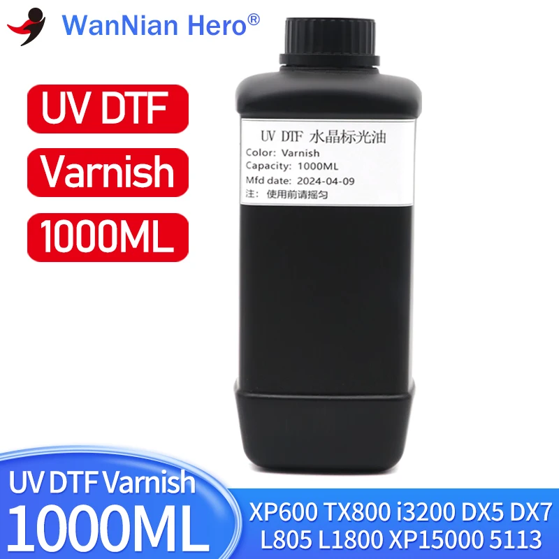 1000ML UV DTF Varnish For UV DTF Printer Epson XP600 TX800 DX5 DX7 i3200 5113 L805 L1800 XP15000 printhead Gloss AB film varnish