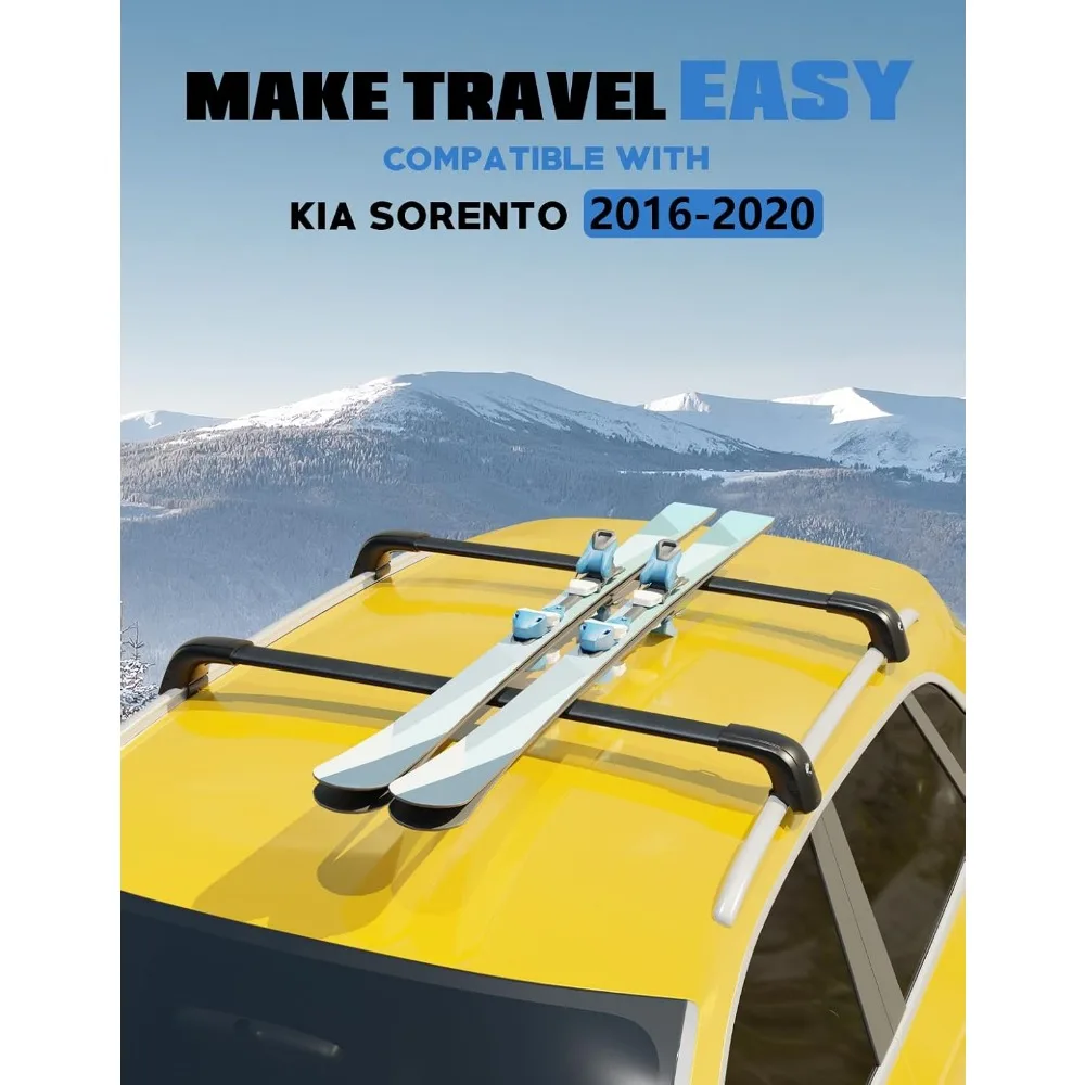 Barre trasversali per portapacchi con serratura per KIA Sorento 2021-2025, alluminio resistente, capacità 220 libbre, nere