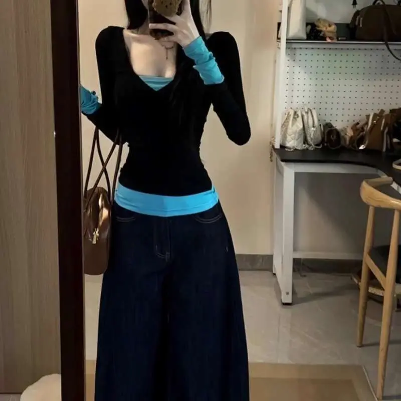 

Горячая весна и осень Kawaii модный базовый слой для отдыха женская одежда топы студенческая внутренняя одежда с длинными рукавами мультфильм новый стиль