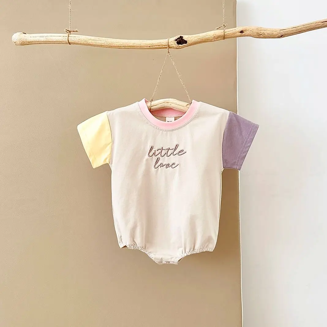 Baby Summer Infant Clothes Bodysuit 2024 Newborn Girl Romper Casual Letter Embroidery Button Jumpsuit Short Sleeve Boys Clothes